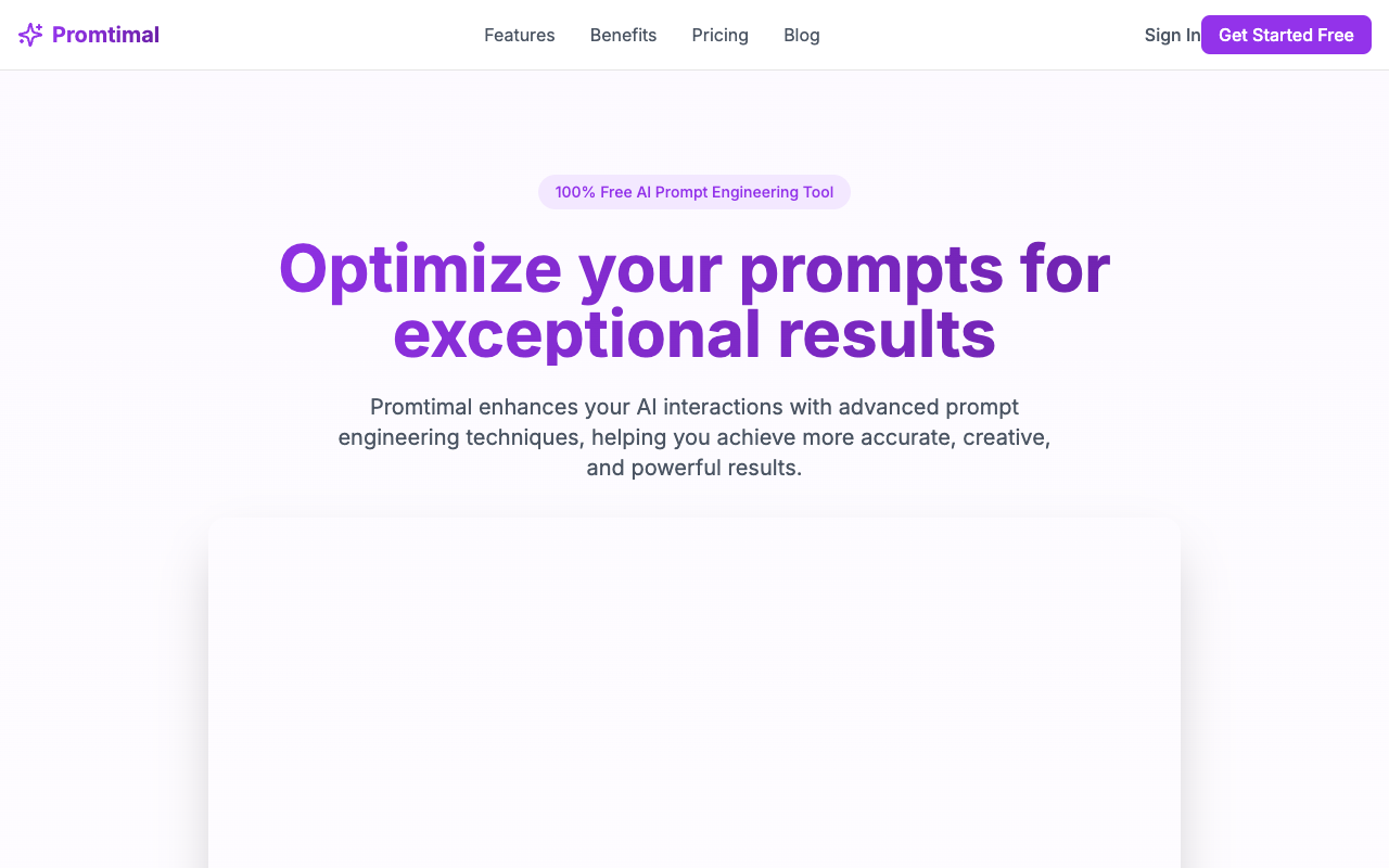 Promtimal - A smart tool that helps you make better ChatGPT prompts AI prompt-engineering productivity