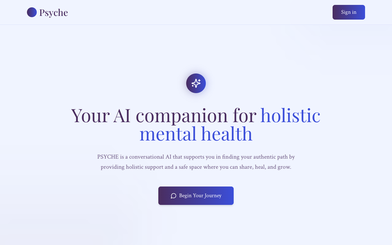 Psyche - Your AI companion for holistic mental health and authentic self-discovery holistic mental-health AI