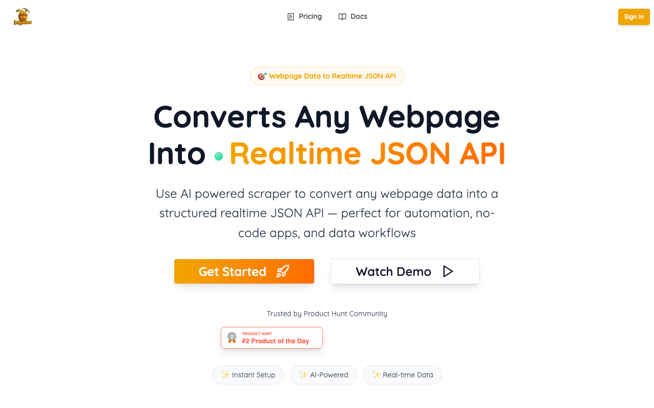 PulpMiner - Turn any webpage into a JSON API in seconds API Automation AI
