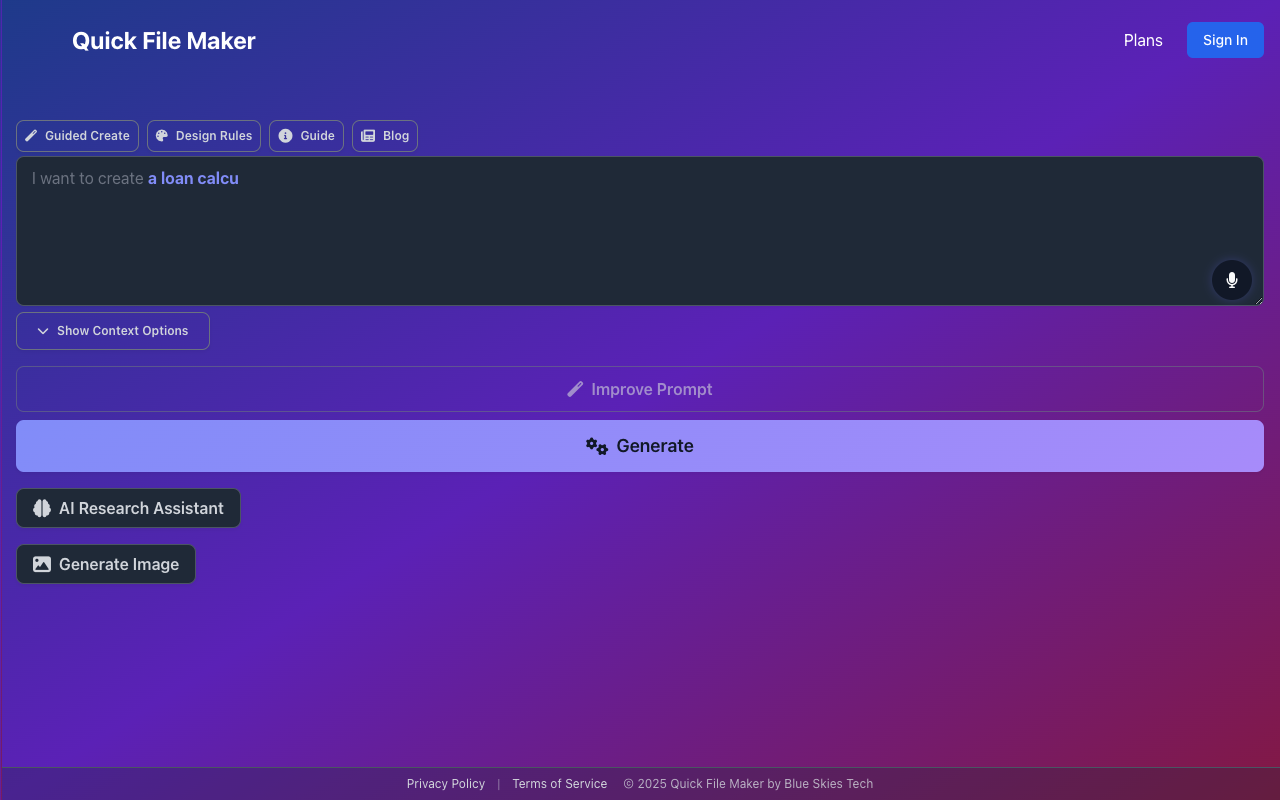Quick File Maker - Create web apps from text and data easily Web Development AI Technology