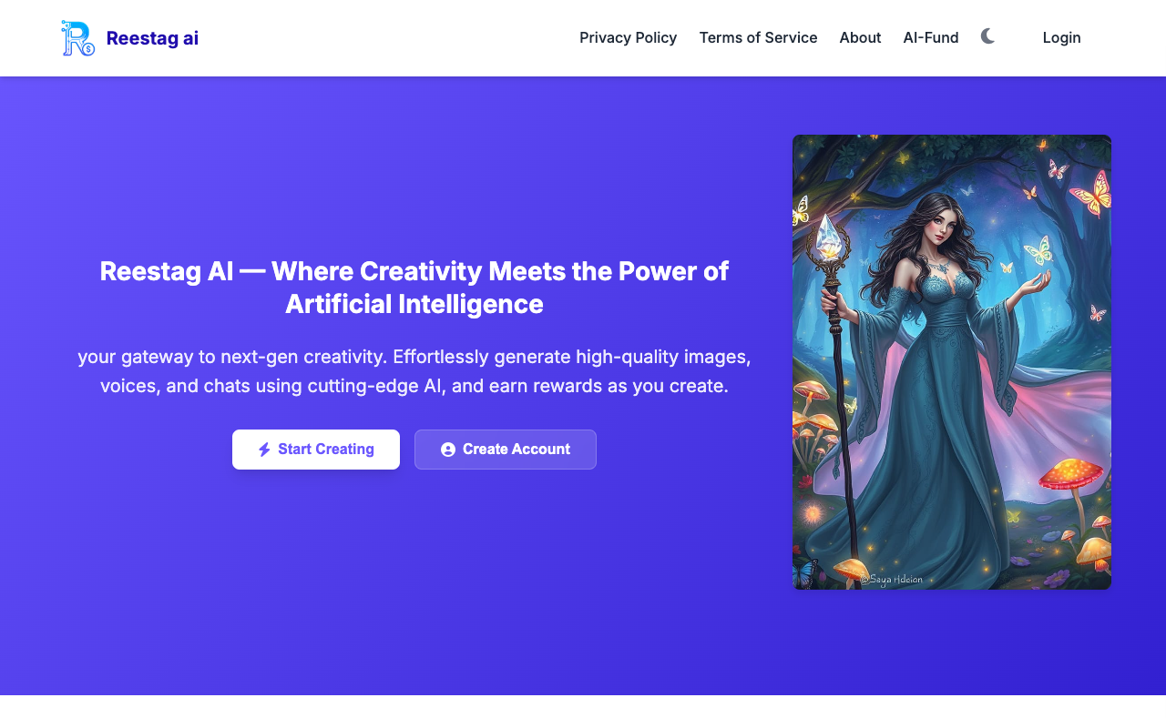 Reestag AI - Turn AI generations into real rewards and investment AI content-creation rewards