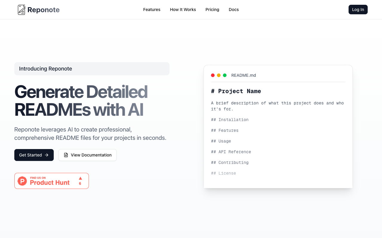 告别文档烦恼！AI一键生成专业README，开发者效率翻倍神器Reponote
