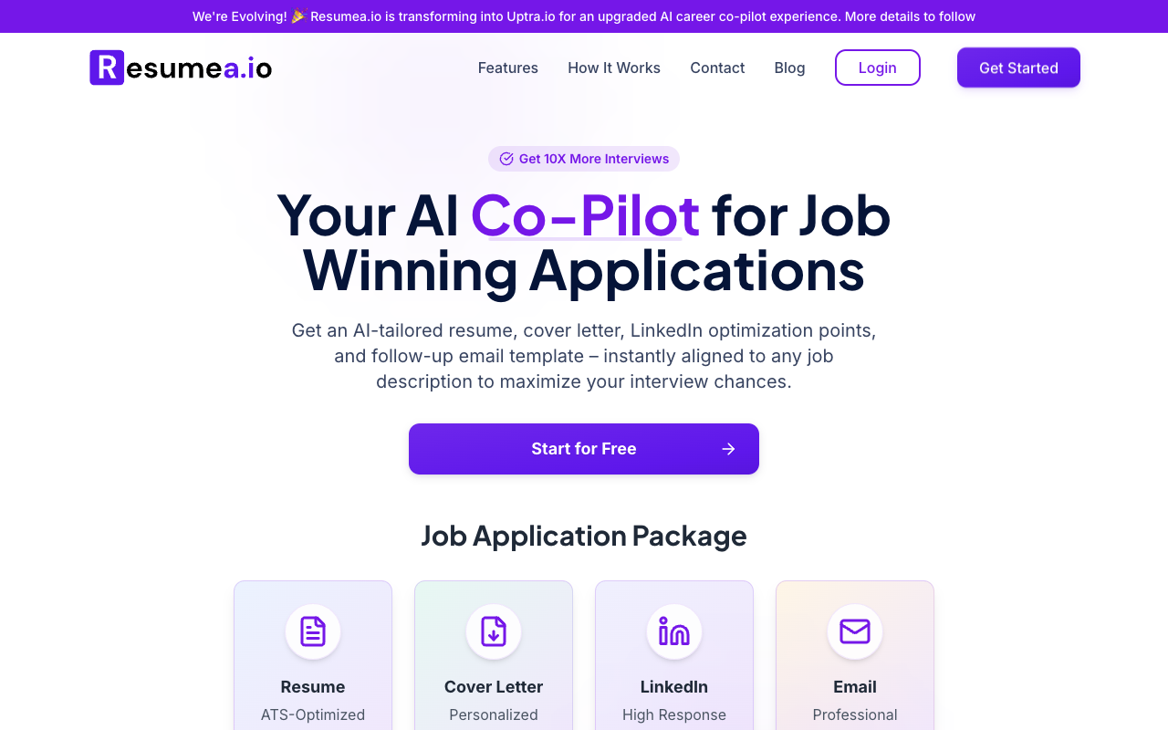 Resumea.io - Create your job application package quickly with AI AI Job Application