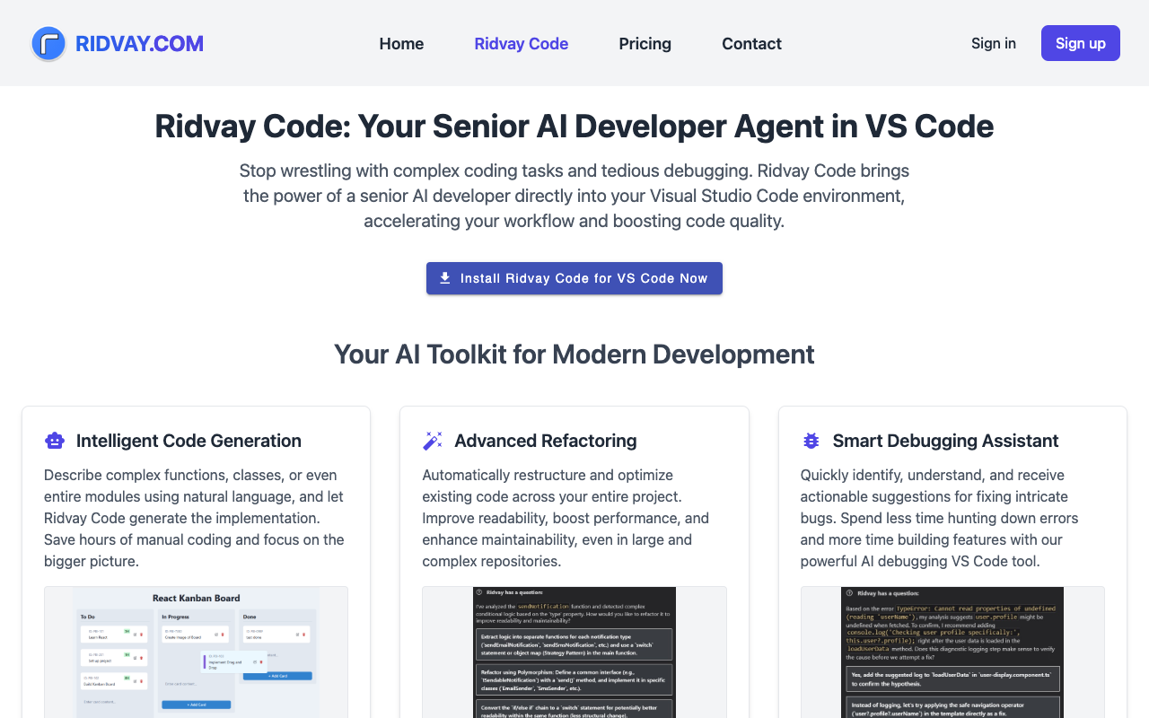 Ridvay Code - Your AI Coding Partner in VS Code AI Coding