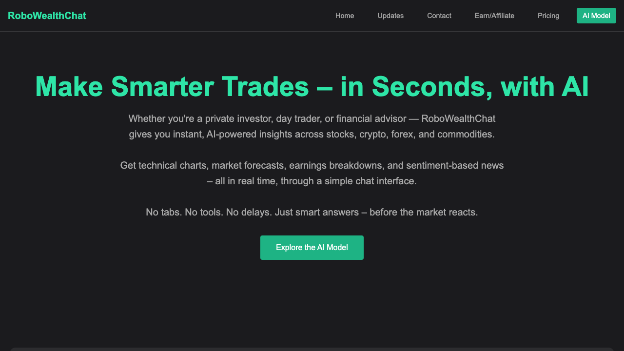 RoboWealthChat - An AI chat model that provides real-time financial insights and predictions finance AI market-analysis