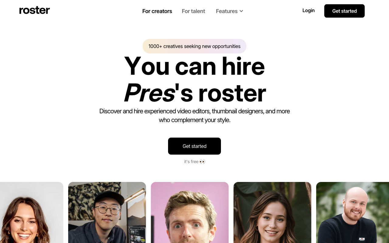 Roster - AI-powered hiring platform for content creators AI Hiring