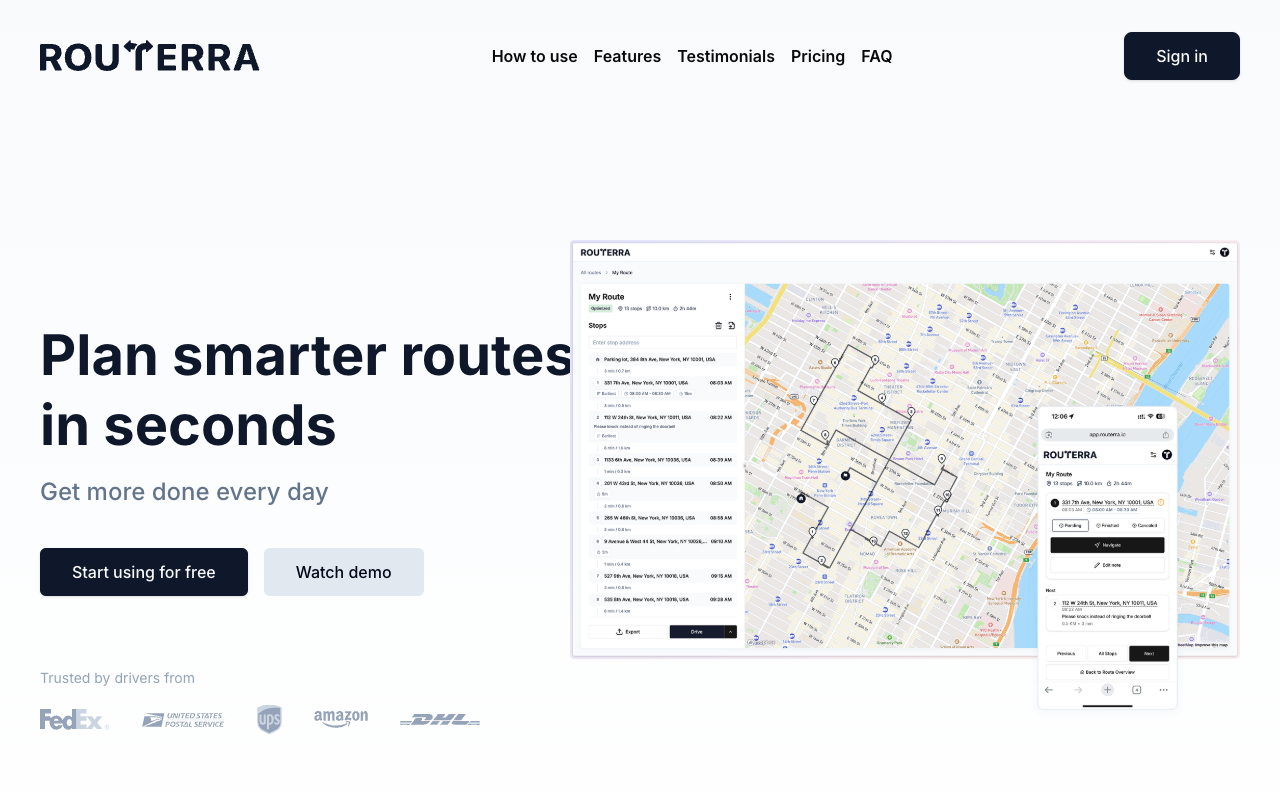 Routerra - Your AI copilot for delivery route optimization route-planning AI delivery