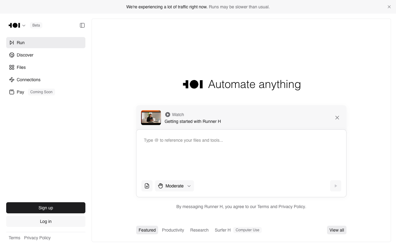 Runner H - An AI agent that automates complex multi-step tasks effortlessly AI automation productivity