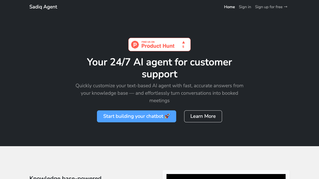 Sadiq Agent - An affordable AI solution for transforming customer interactions customer-support AI lead-generation