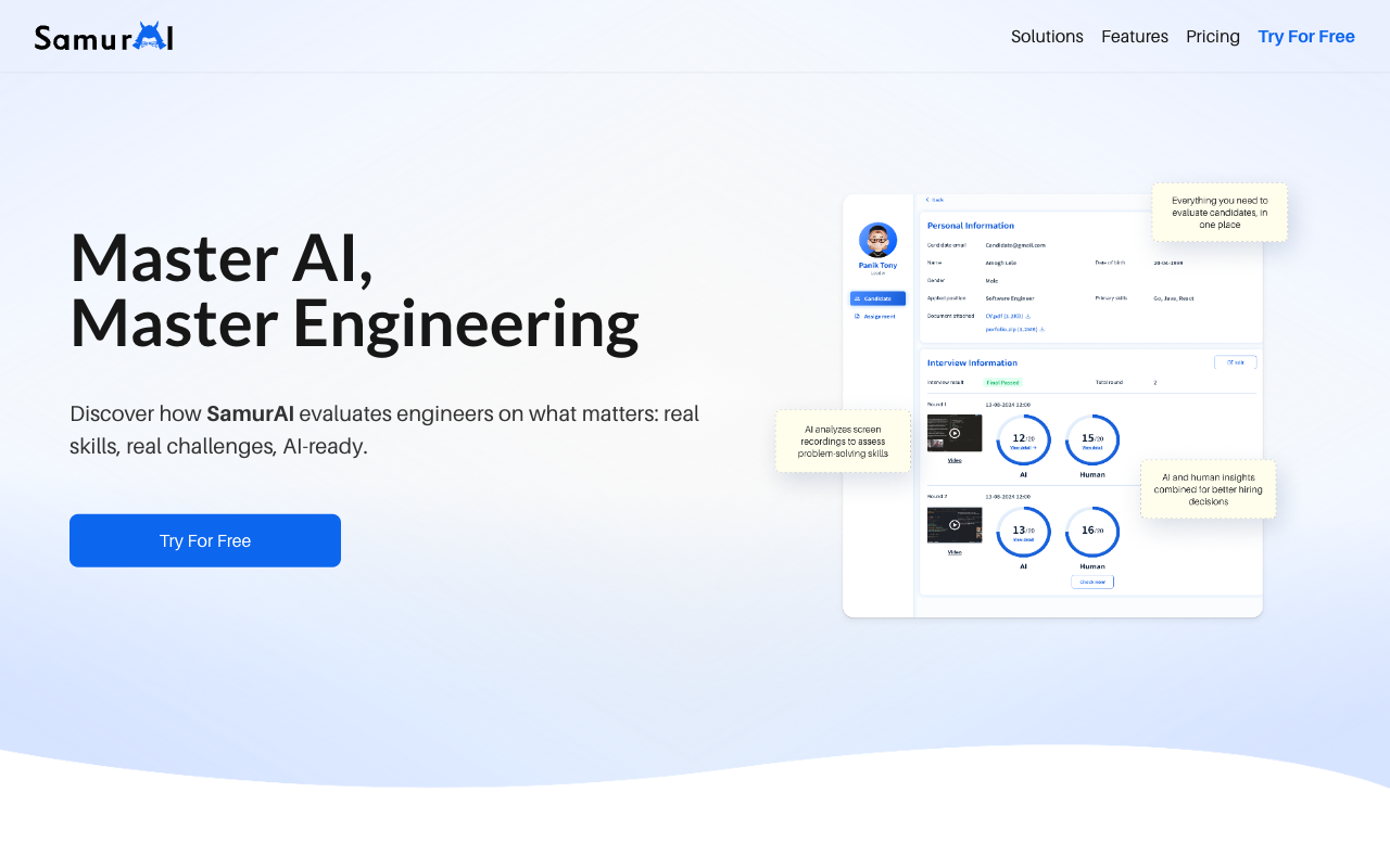 SamurAI - Revolutionizing Engineering Talent Assessment with AI AI Engineering