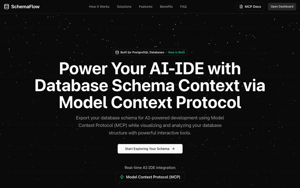 SchemaFlow - Real-time database schemas for AI-IDEs via MCP protocol database AI MCP