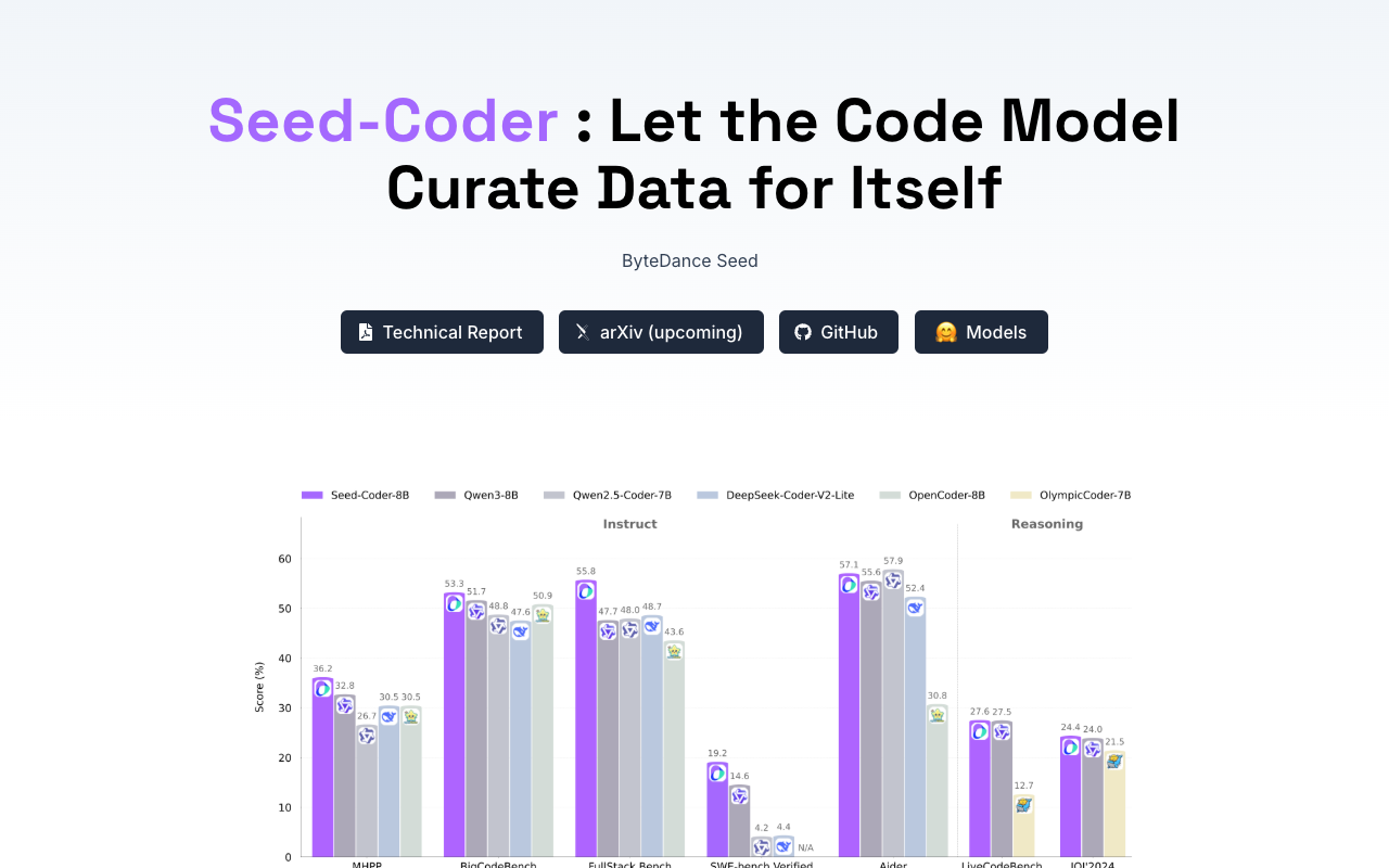 Seed-Coder - A smart code model that learns on its own AI Open Source Coding