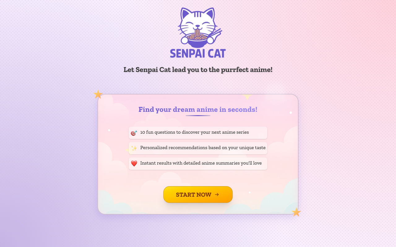 Senpai Cat - Find the best anime just for you anime AI recommendations