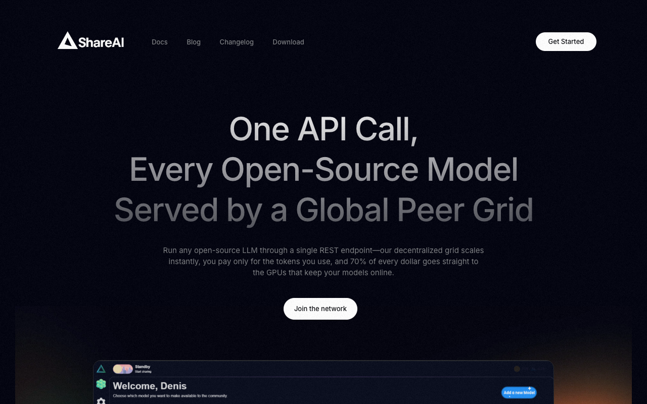 ShareAI - Connect your spare computer power to AI users AI OpenSource Computing