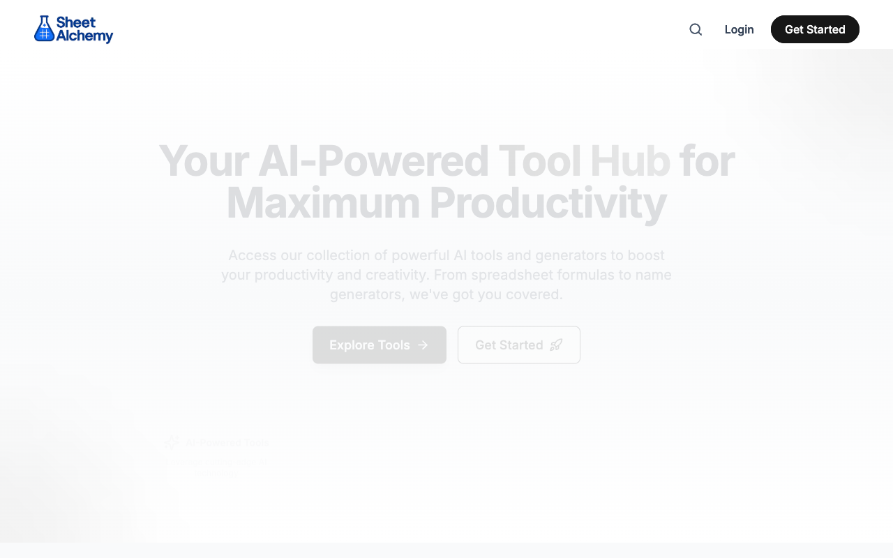 Sheet Alchemy - An AI-powered tool hub for productivity and creativity AI productivity tools