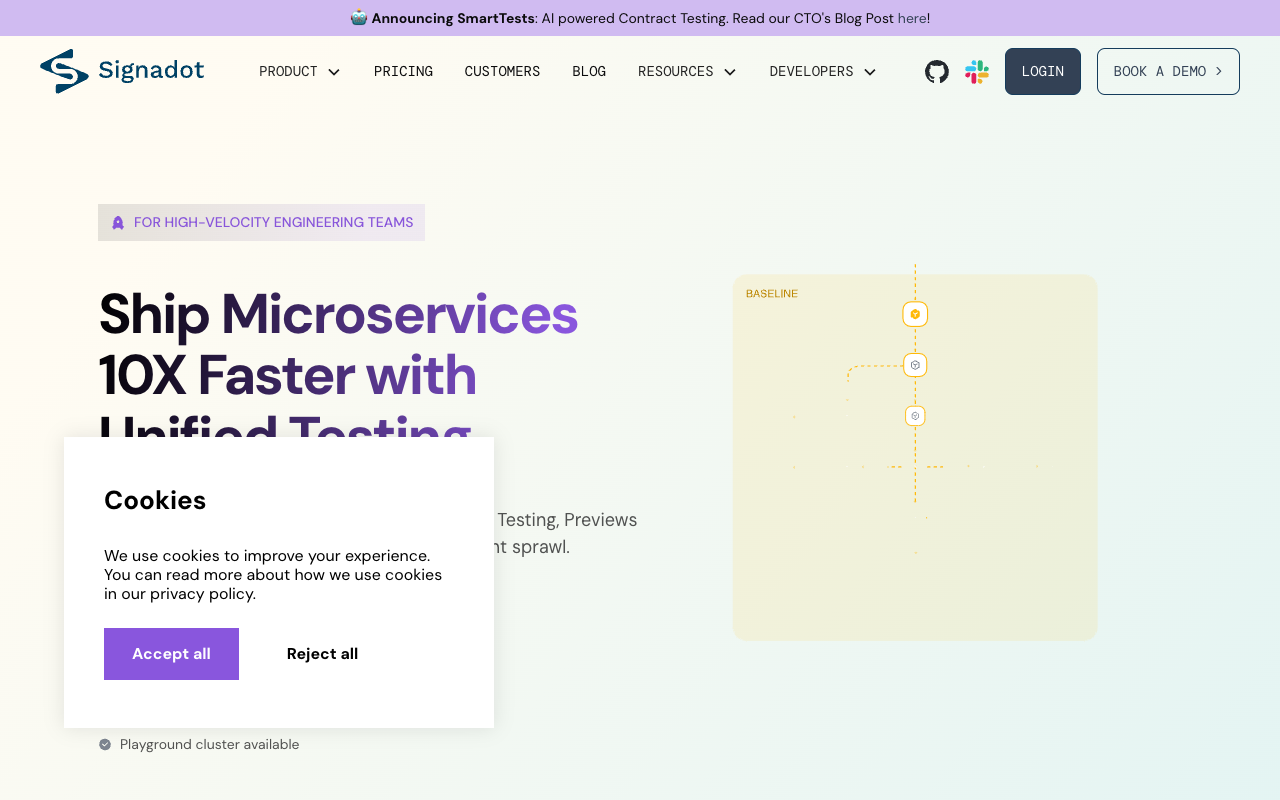 Signadot SmartTests - AI Powered Contract Testing for Seamless Code Integration AI contract-testing software-development