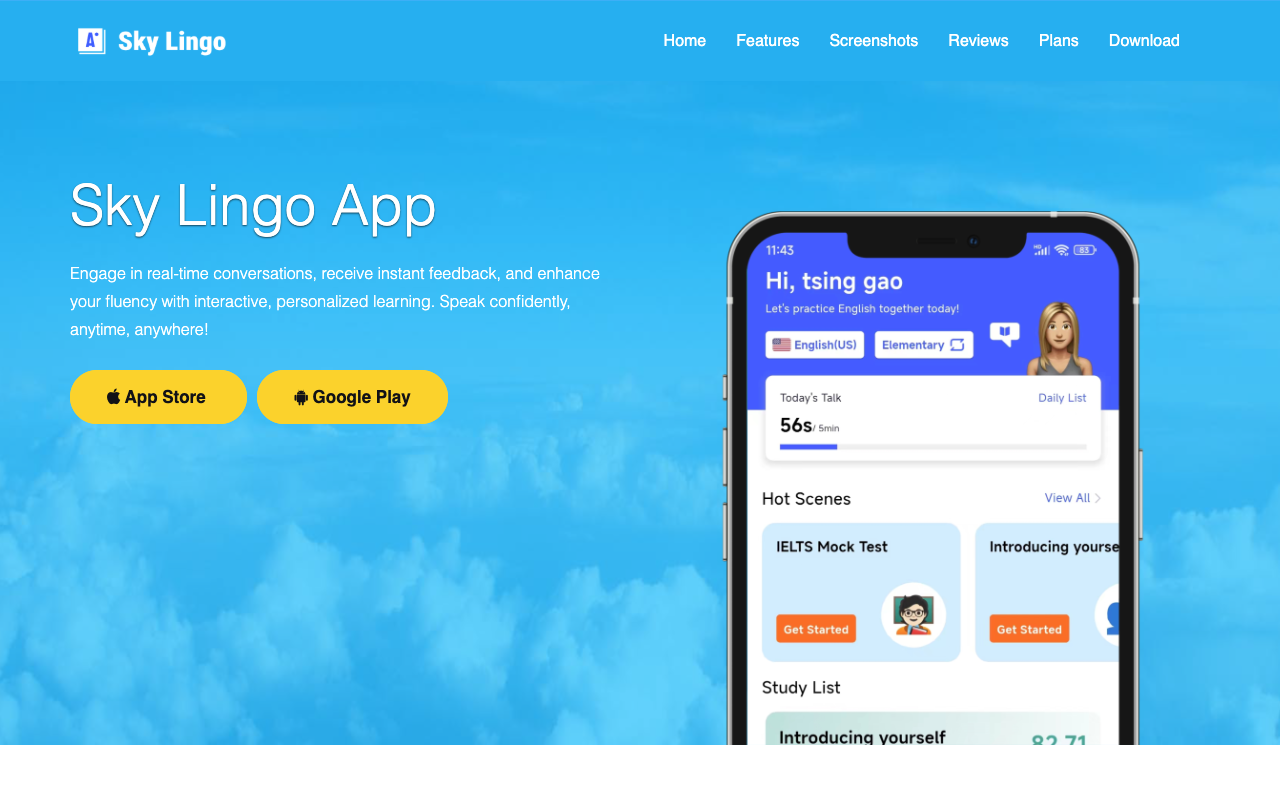 Sky Lingo App - Your AI language tutor AI Language Learning