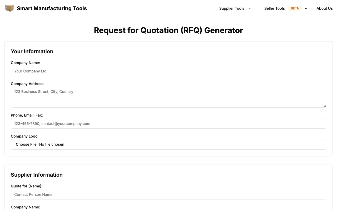 SmartMfgTools - Free AI-powered tools to enhance manufacturing sales and procurement manufacturing AI sales-tools