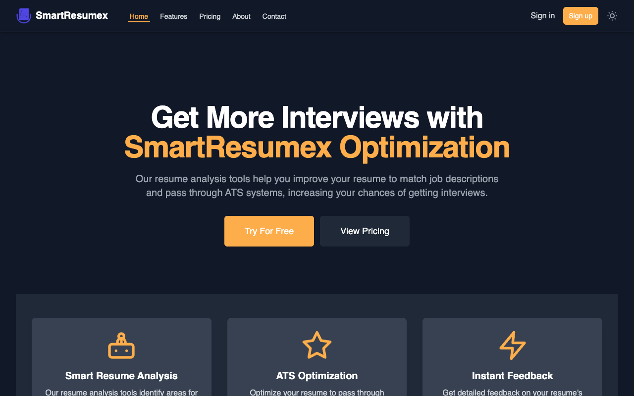SmartResumex - An AI-powered tool to optimize your resume and land more interviews resume AI job-search