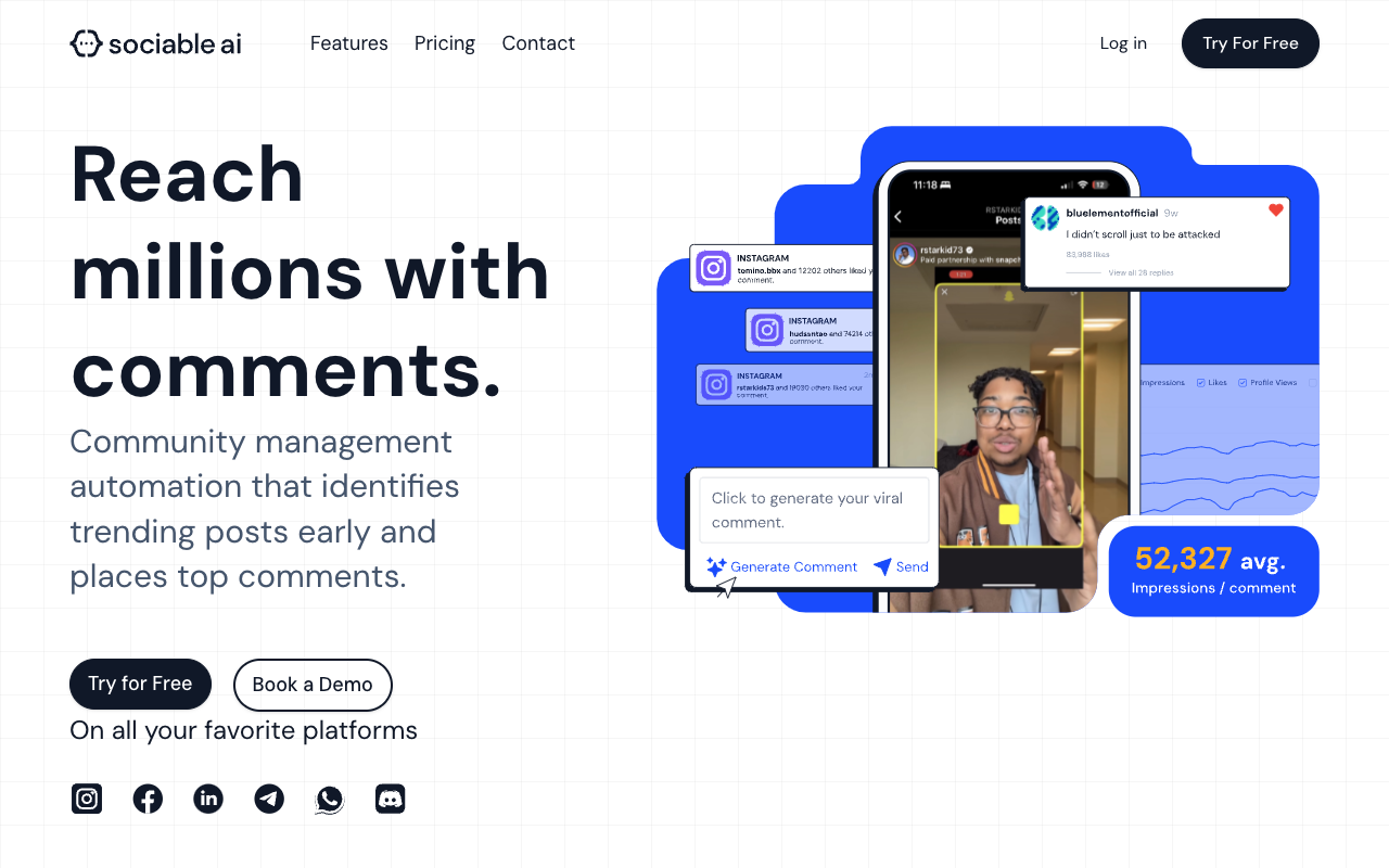 Sociable AI - Generate top comments on viral posts to boost brand awareness social-media AI community-management