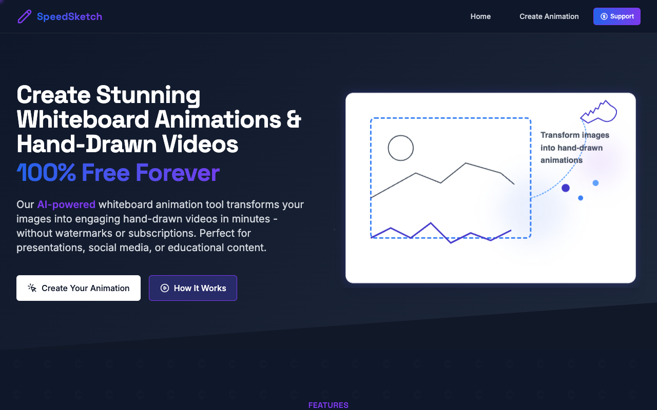 SpeedSketch - An AI tool that creates stunning hand-drawn animations from images animation AI video-creation