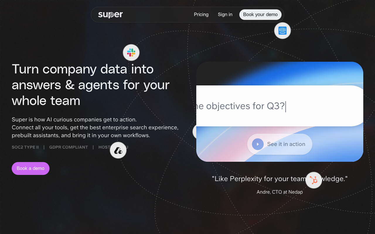 Super - An AI search tool that connects your team tools and enhances workflows AI productivity enterprise-search