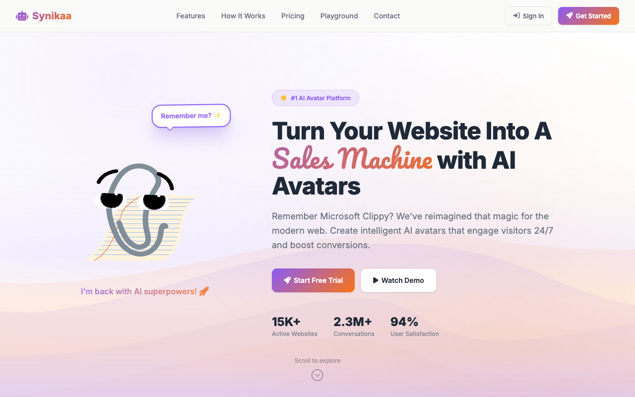 Synikaa - An emotionally intelligent AI companion that listens, reacts, and grows with you AI emotional-intelligence interactive