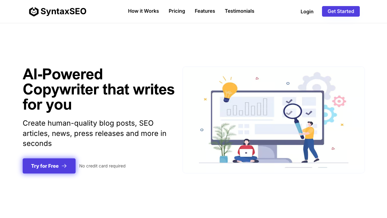 SyntaxSEO - The best AI tool to create SEO content SEO AI Content
