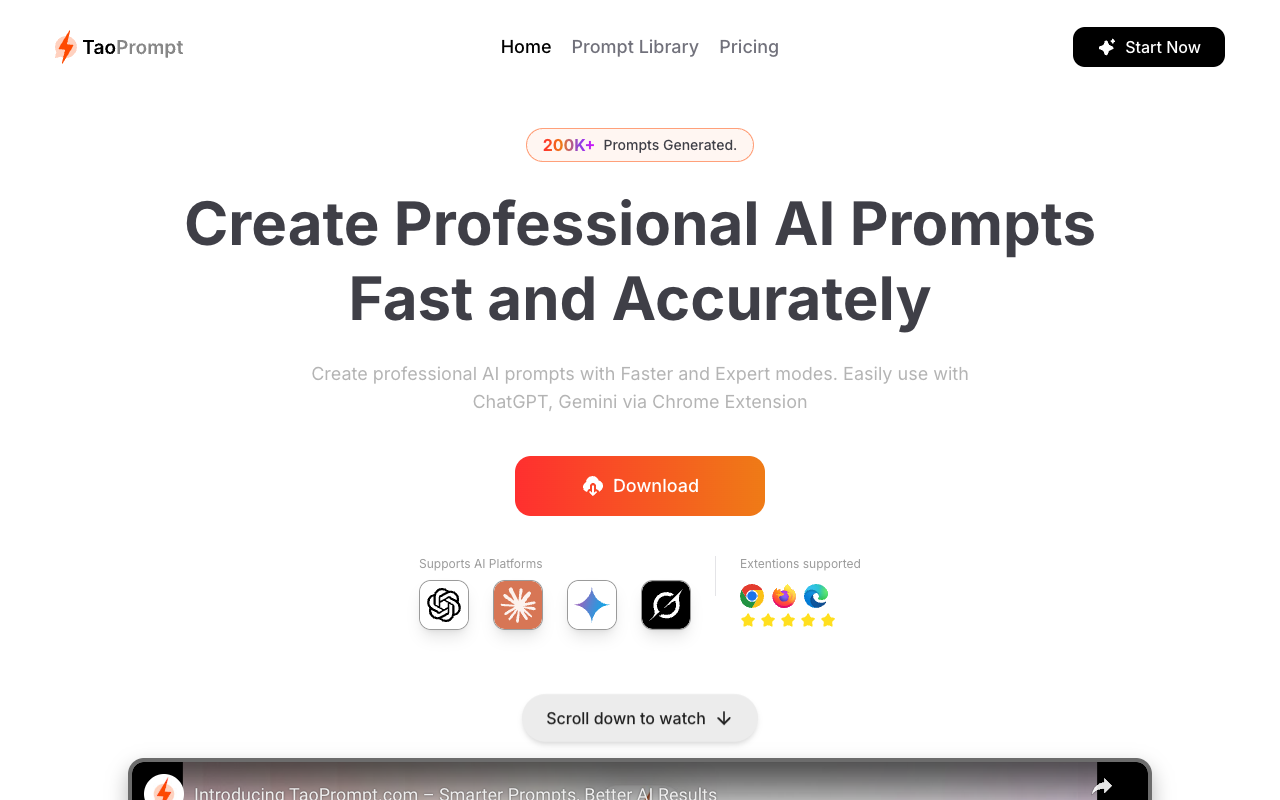 TaoPrompt - Make Smart AI Questions Quickly and Easily AI Productivity Tools