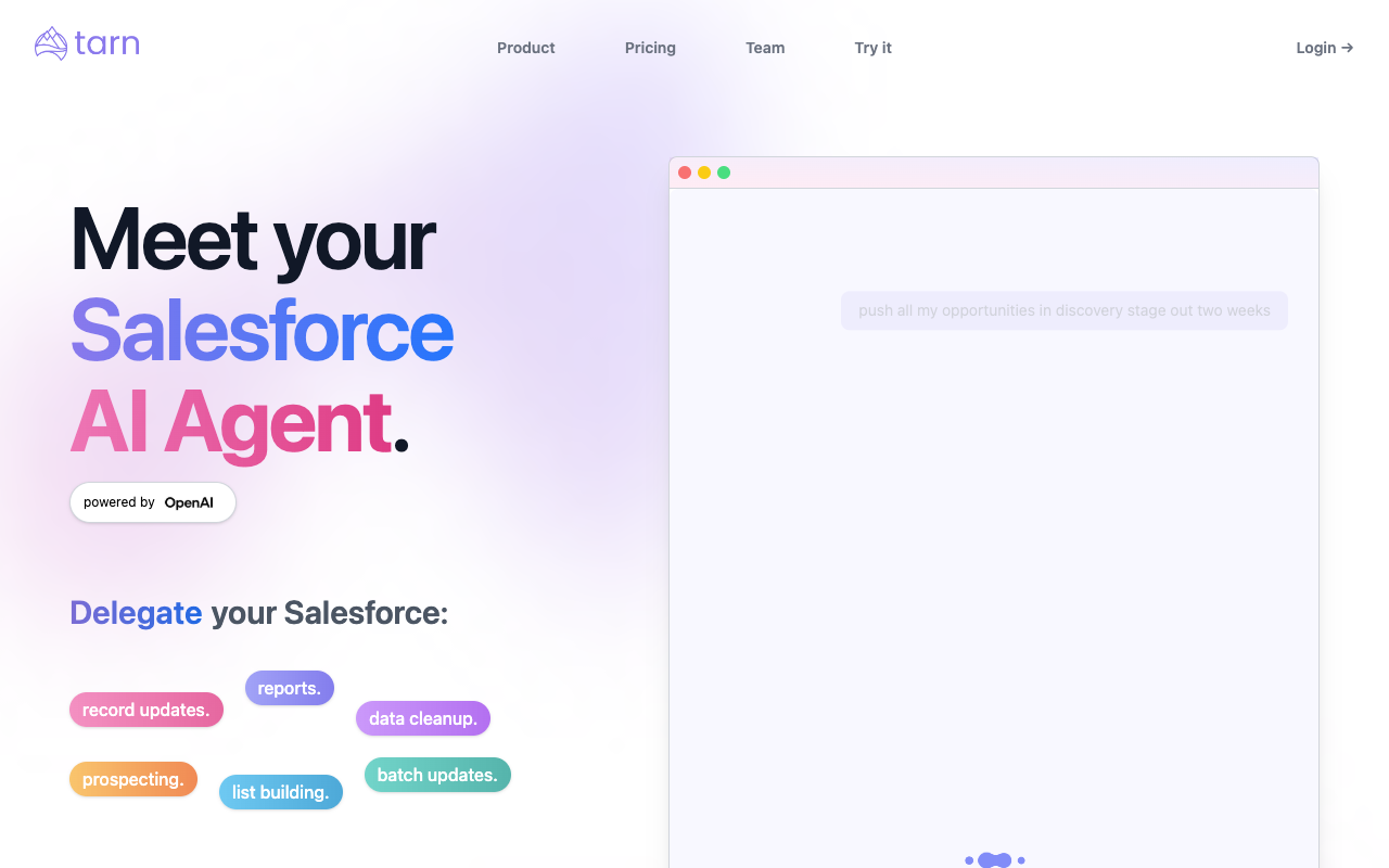 Tarn - Your Salesforce AI Assistant AI Salesforce