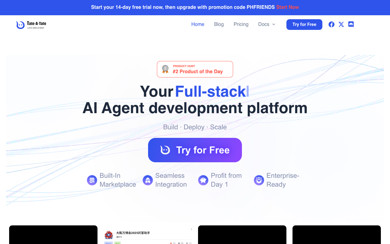 Tate-A-Tate - Make AI Helpers Fast and Easy AI No-Code Startup