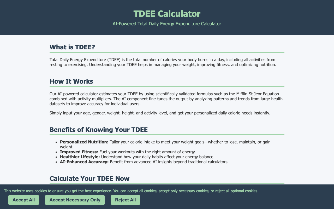 AI精准计算每日热量消耗！TDEE.ai助你轻松掌控体重与健康