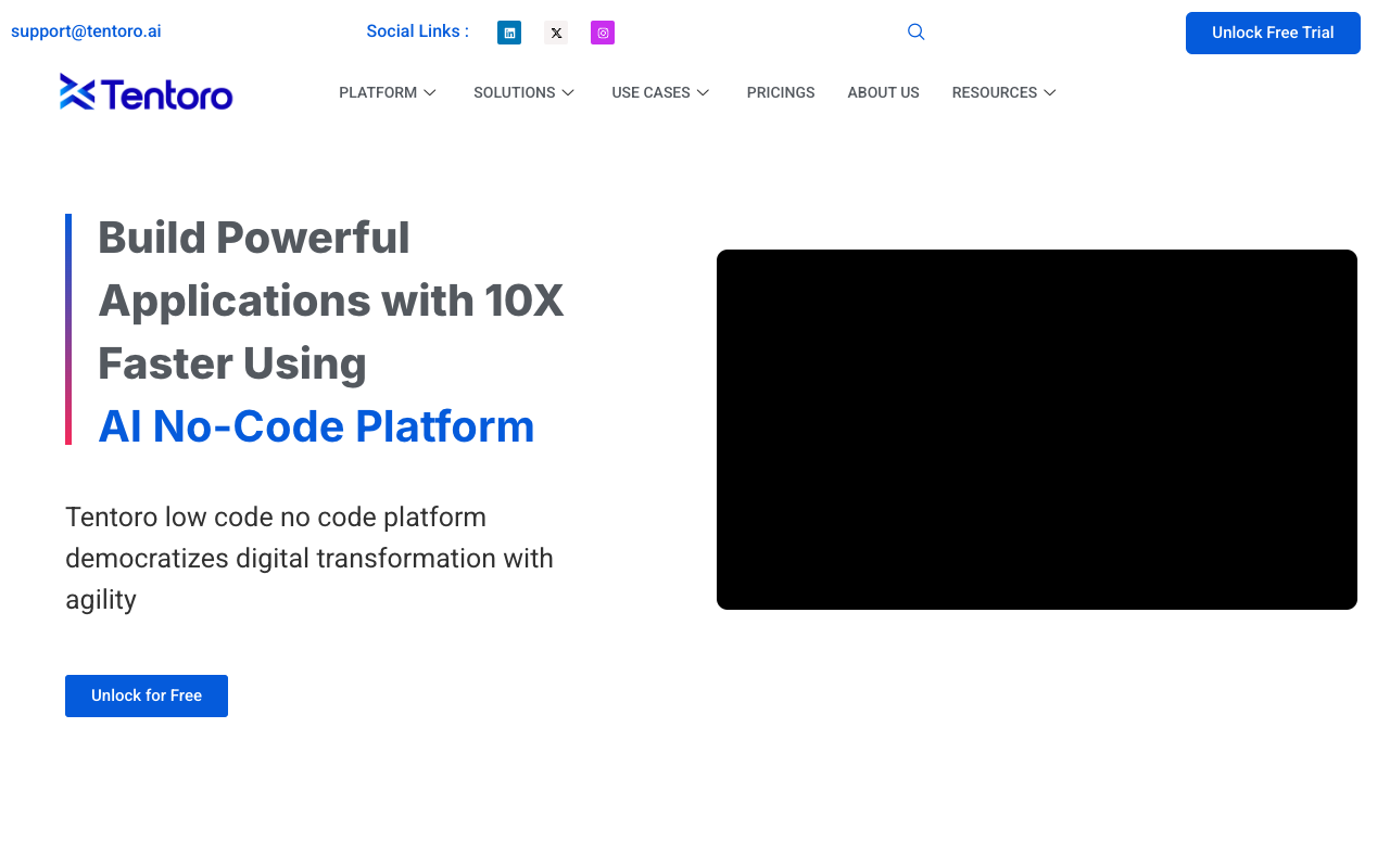 Tentoro AI - A low code no code platform that simplifies business innovation with AI AI no-code business-innovation