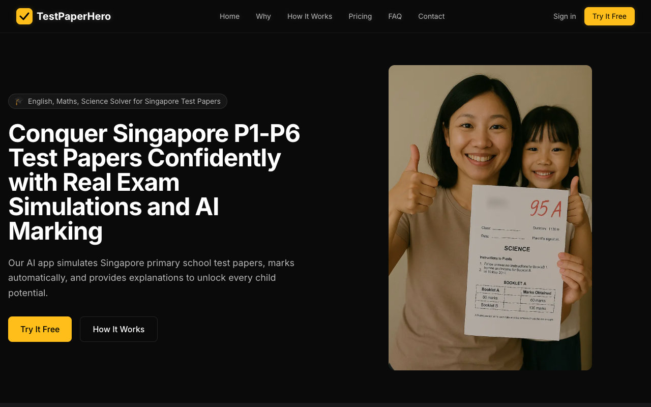 TestPaperHero - An AI app that helps parents with test papers AI Education Singapore