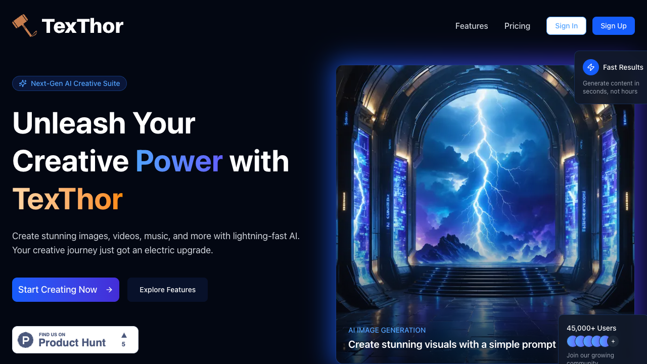 TexThor - Generate stunning images and videos with AI AI Creative Design