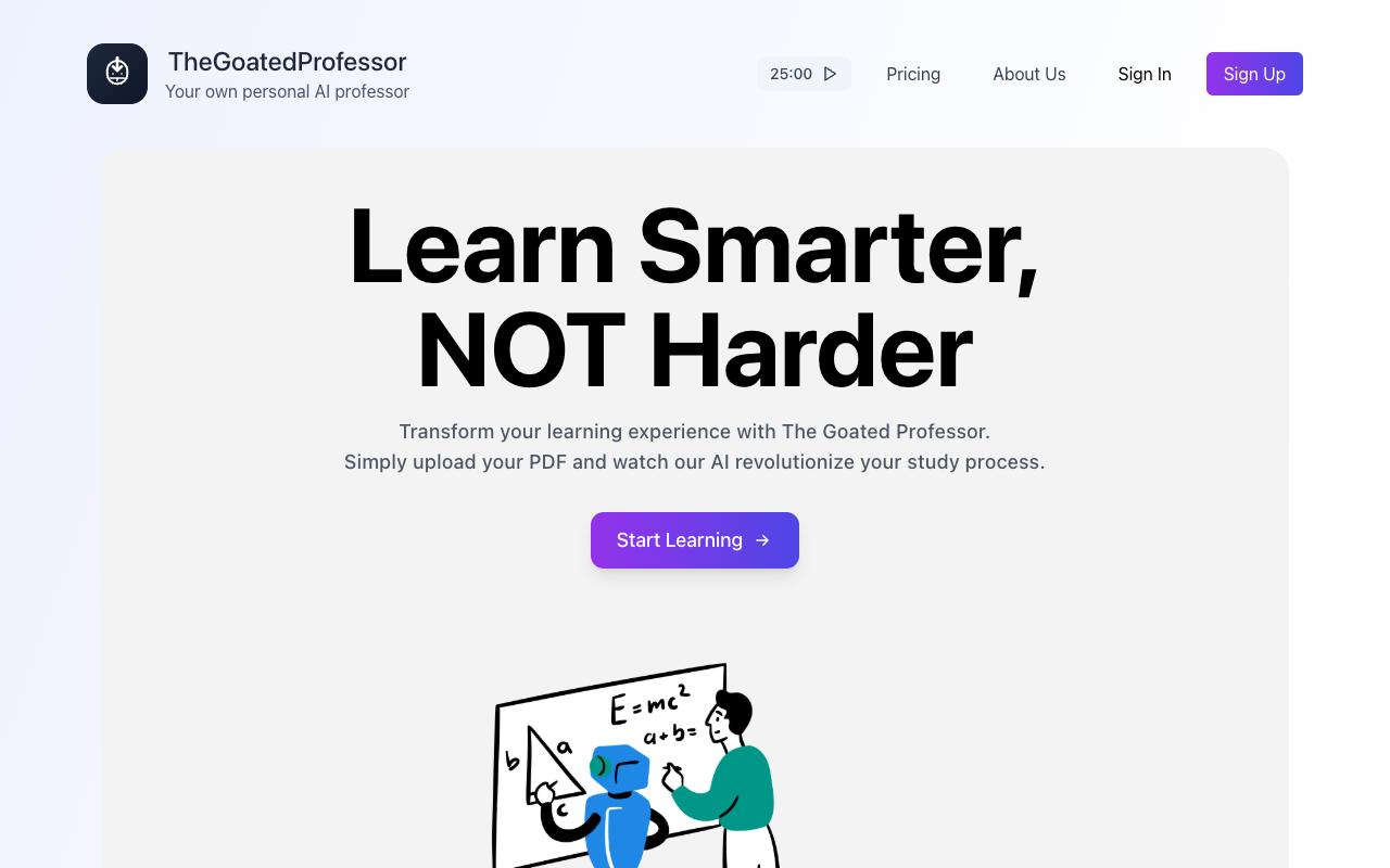 TheGoatedProfessor - Your Smart AI Learning Buddy AI Education Learning