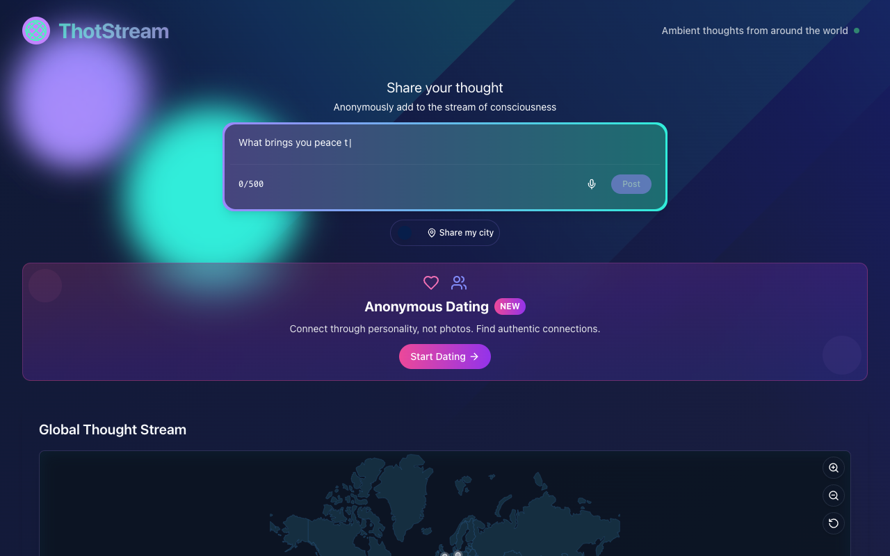 ThotStream - A Futuristic Ambient Social Experience AI Social