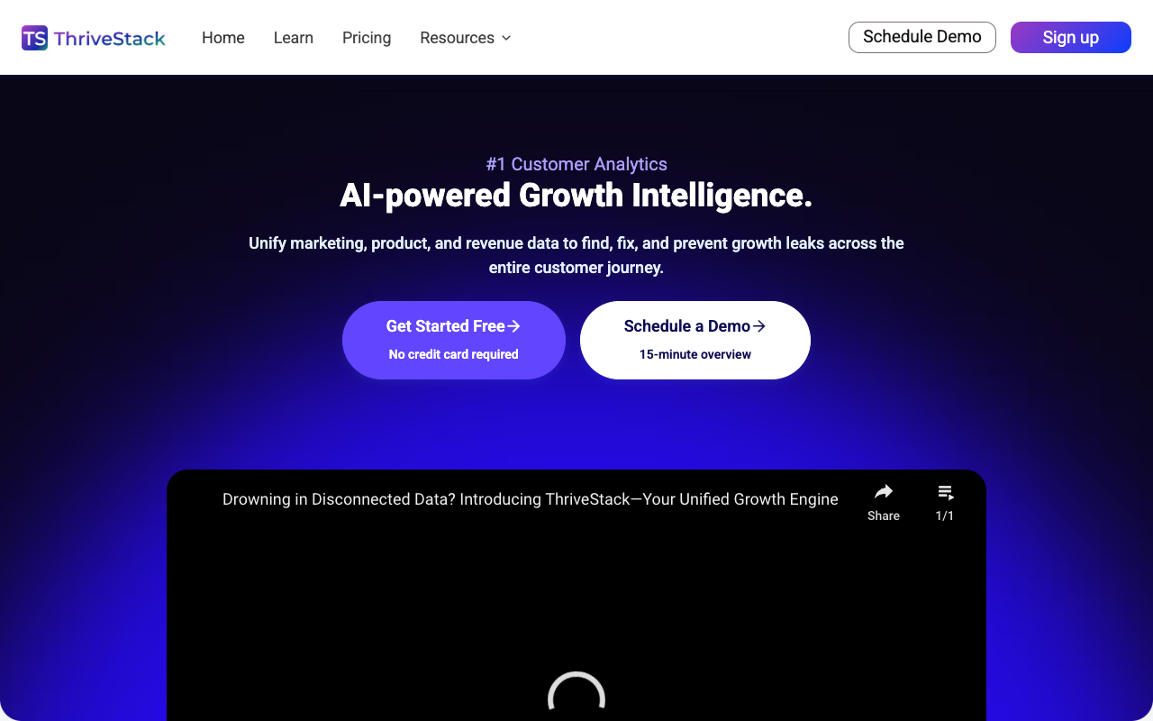 Thrivestack - An AI tool that helps you understand your customers better AI SaaS Analytics