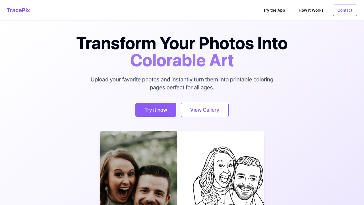 TracePix - Create fun coloring pages from your photos AI Art Coloring
