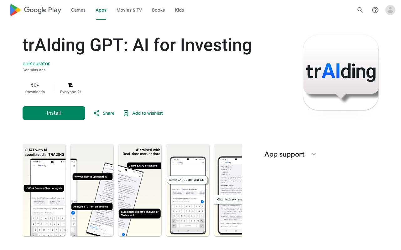 trAIding GPT - The AI that helps you invest better with real-time data AI Investing Finance