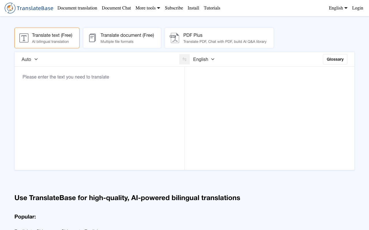 TranslateBase - Your AI helper for translating PDFs and chatting AI Translation
