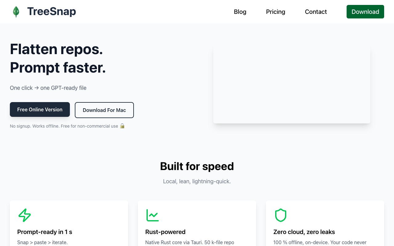 TreeSnap - Instantly prepare your codebase for AI with a GPT-ready file AI codebase optimization