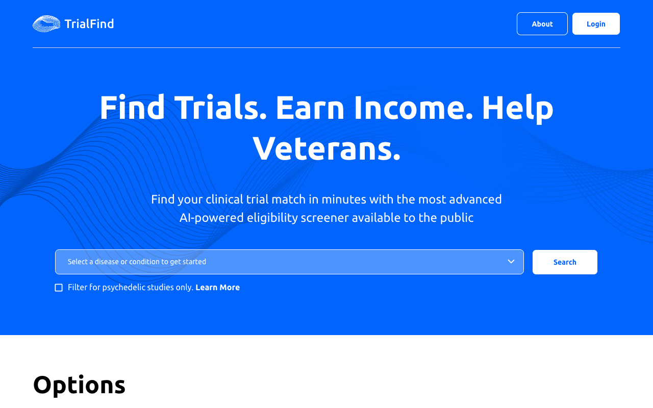 TrialFind - AI-powered matchmaking for clinical trials helping veterans with PTSD, anxiety, and depression clinical-trials AI veterans