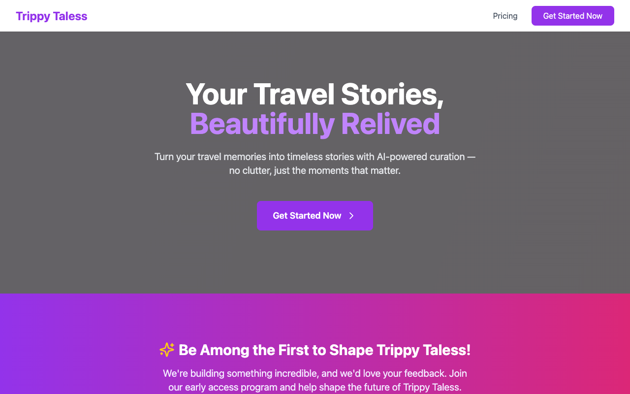 Trippy Tales - AI-crafted travel journals from your trip photos and videos travel AI storytelling