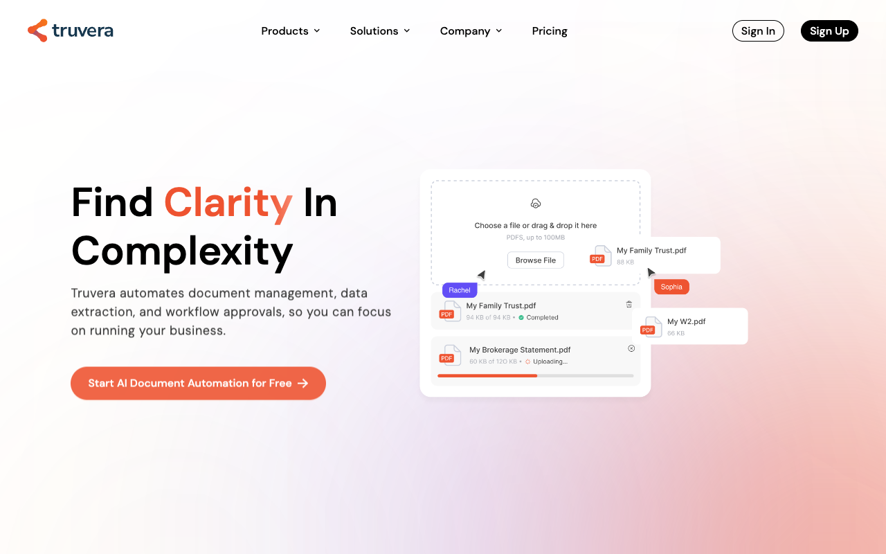 Truvera - Quickly extract data from tricky financial papers AI Finance