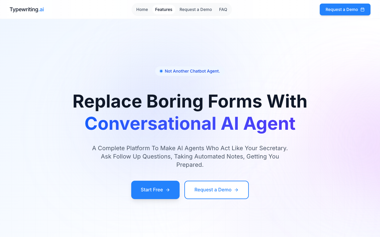 Typewriting AI - A chatbot that replaces forms and enhances customer interactions chatbot AI customer-support