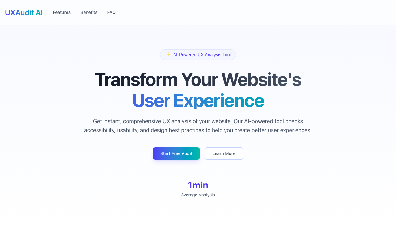 UxAudit AI - An automatic tool that scores your website’s user experience UX AI Website