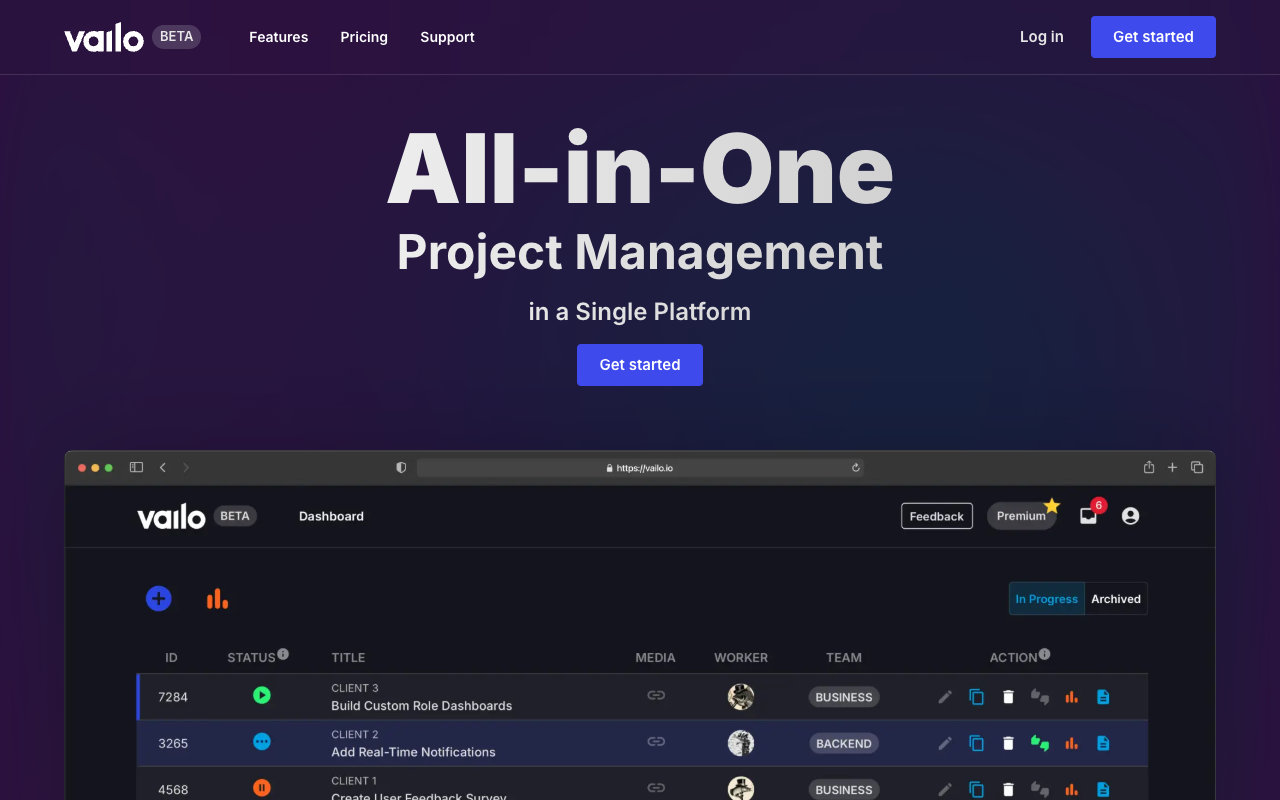 Vailo.io - Revolutionizing Project Management with AI-driven Solutions Project Management AI