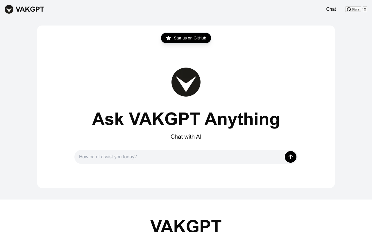 VAKGPT - The Open-Source Chat Wrapper for Rapid AI Prototyping open-source AI chat