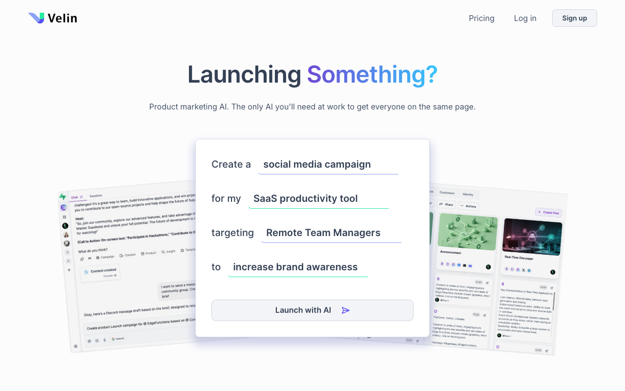 Velin - Your AI helper for smart marketing and campaigns Marketing AI SaaS